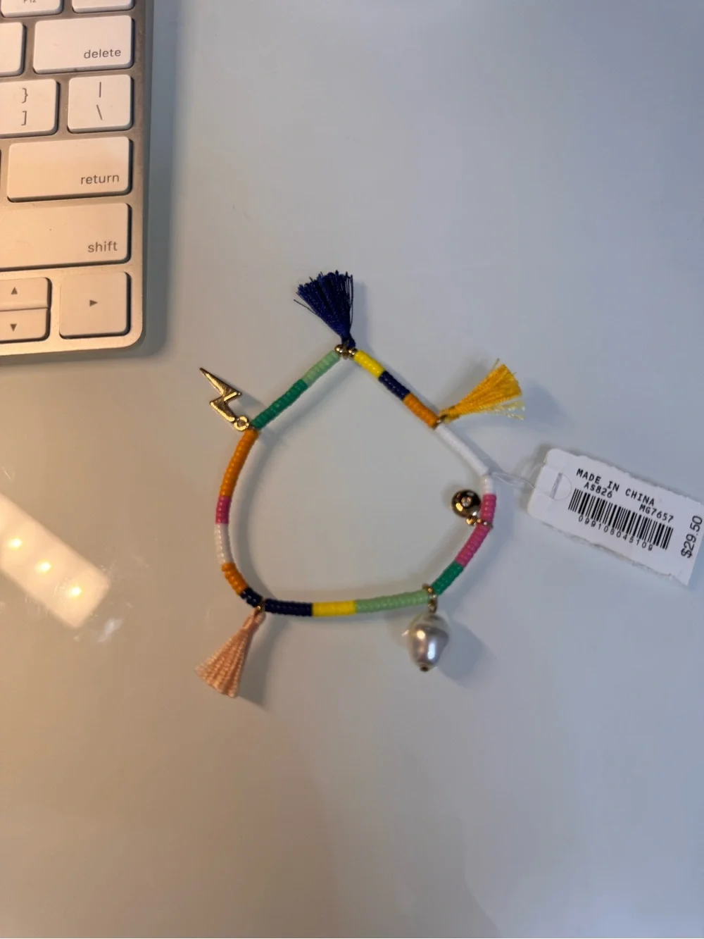 Kids Multicolor Beaded Tassel Bracelet with Charm